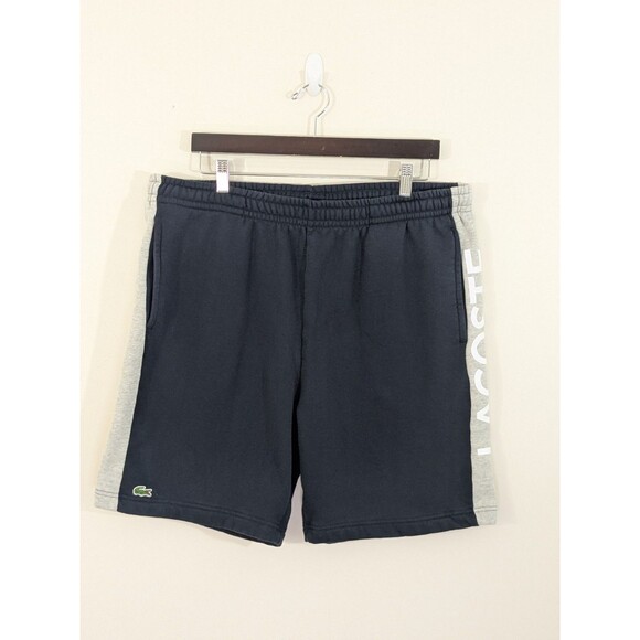 Lacoste Mens Fleece Sweat Shorts Logo Spellout Active Gym Running  Navy Sz 2XL - Picture 1 of 10